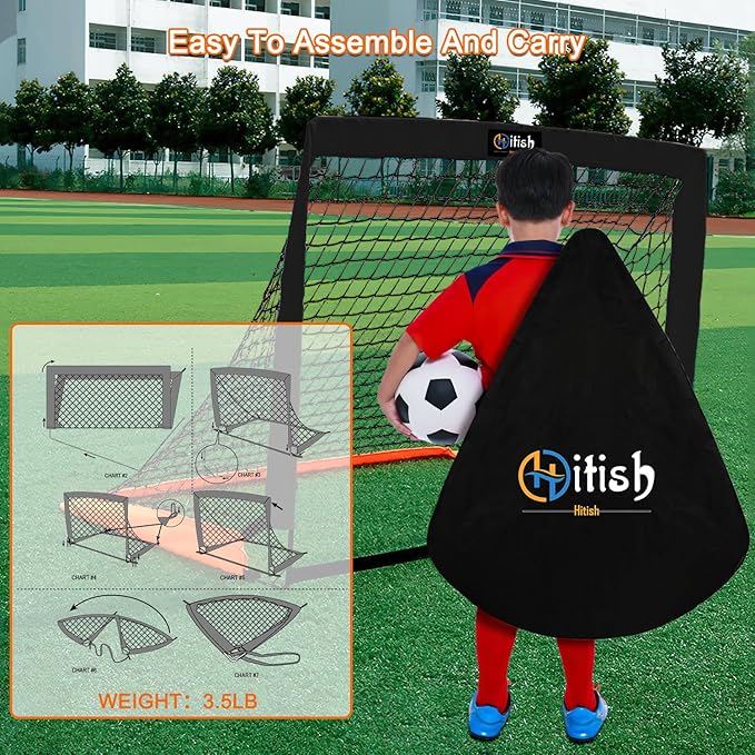 Kids Soccer Goals for Backyard - Portable Pop Up 4x3FT Soccer Nets for Toddler Age 3-5 6-8 8-10 10-12 - Youth Soccer Goal Training Equipment Practice Set - Target Soccer Game Gift for Outdoor