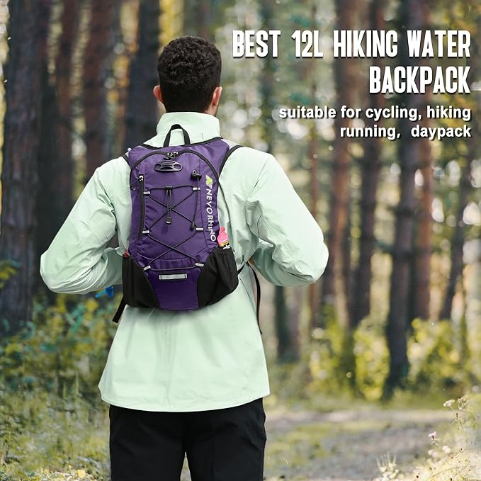 Lightweight Hydration Backpack, Running Backpack with 2L Water Bladder, Hydro Water Daypack for Cycling Hiking Rave for Men Women