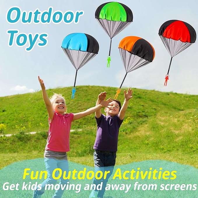 Parachute Toys for Kids 4 Pcs Outdoor Toys for 3 4 5 6 7 8 9 10 11 12 Year Old Boy Birthday Gift Flying Toy for Toddler Coolest Gifts for Teen Boy Girl Men