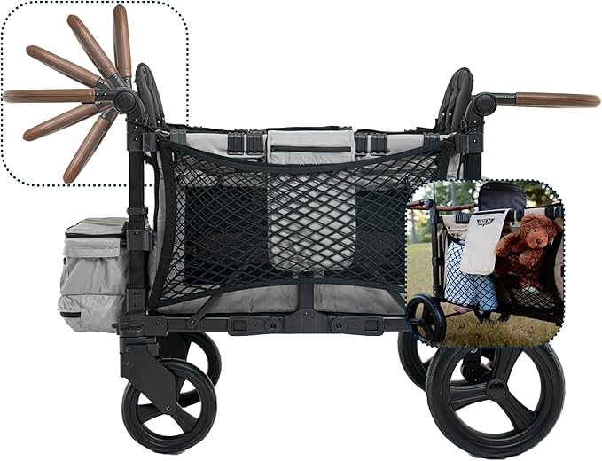 Keenz XC+ EVO - Luxury Comfort Stroller Wagon | Foldable 4 Passenger with Adjustable Canopy | Grey