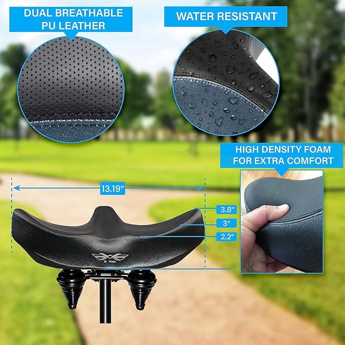 X WING New-Age Noseless Bike Seat Cushion for Men & Women - Extra Padding & Wide - Suitable for City, Electric, Stationary Bikes - Compatible with Peloton Bikes – Wide Winged Bike Seat with Cushion