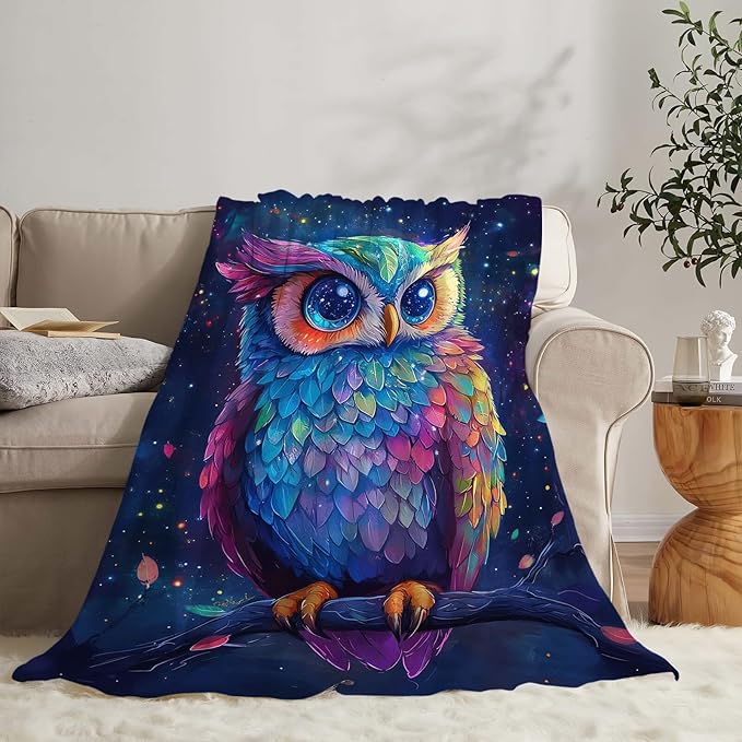 Owl Blanket Cute Owl Throw Blanket Gifts for Women Girls Men Boys Kids Adults Super Soft Cozy Plush Fluffy Fuzzy Fleece Blanket Decor 60''X80''