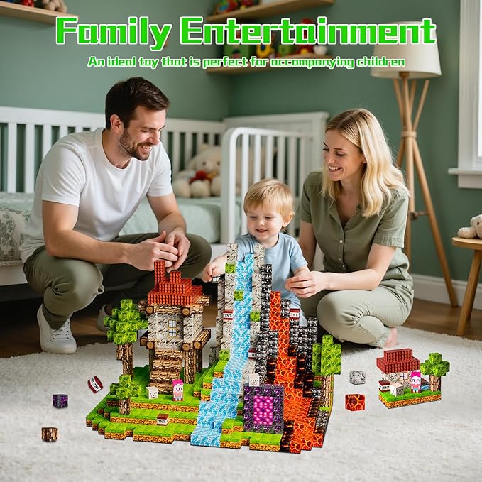 Magnetic Blocks 126PCS - 1 inch Magnetic Building Blocks Cubes Kid STEM Sensory Toy for 3+ Year Old Boys & Girls Game Themed Gifts