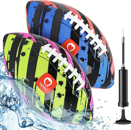 QPAU Water Football for Pool, Beach & Backyard - Waterproof Pool Football with Double Laces, Easy Grip Surface, 9 Inches, Fun Summer Pool Toy for Kids Ages 6+ & Adults
