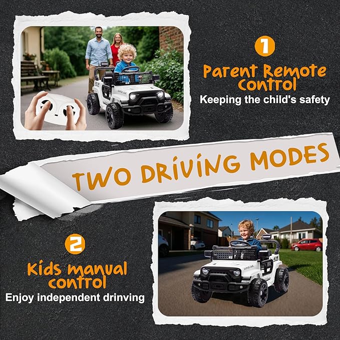 24V Ride On Jeep Car, Toddler Ride On Toys w/Parents Remote Control, 200W Power Motor Electric Car for Kids 2-4 with 4-Wheel Suspension, Bluetooth, Music, 1.86-3.11MPH Adjustable Speed, White