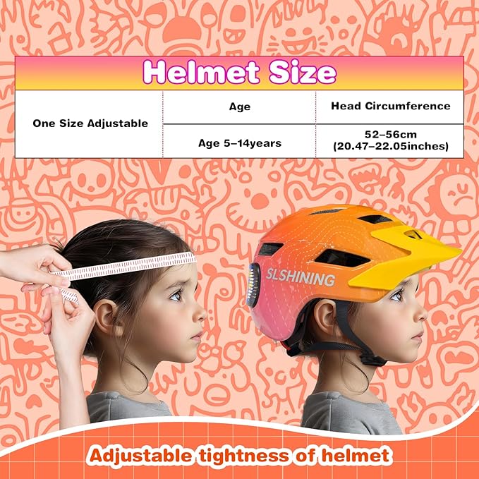 Kids Bike Helmet with LED Lights, Remote Control Turn Signals Safety Helmet Back Light for Youth Mountain Cycling Scooter Skateboarding, Adjustable and Lightweight for Boys Girls