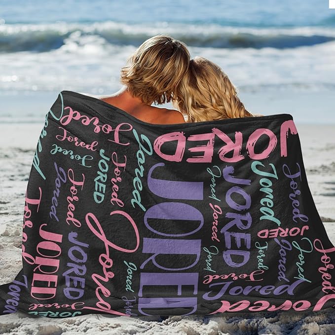 Dr.TOUGH Personalized Name Blanket Personalized Blanket for Adult Kids Flannel Customized Personalized Blankets and Throws