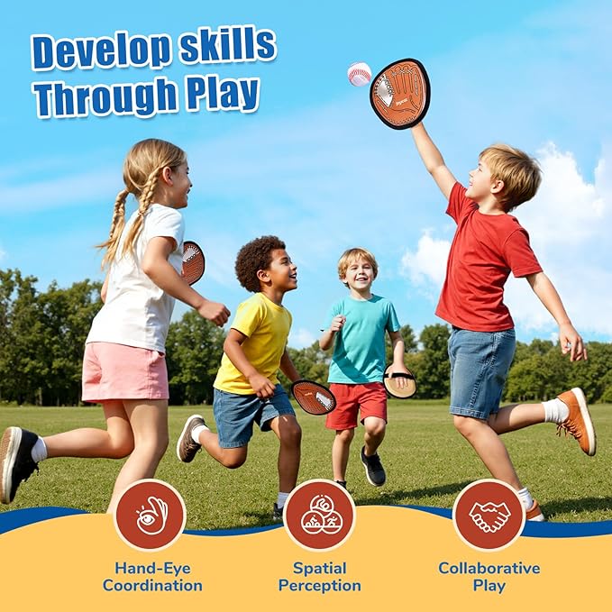 JoyCat Toss and Catch Ball Game Set,Kids Toddler Baseball Glove,Beach Yard Games,Sports&Outdoor Kids Toys,Birthday for 3 4 5 6 7 8 9 10+Year Old Boys Girls