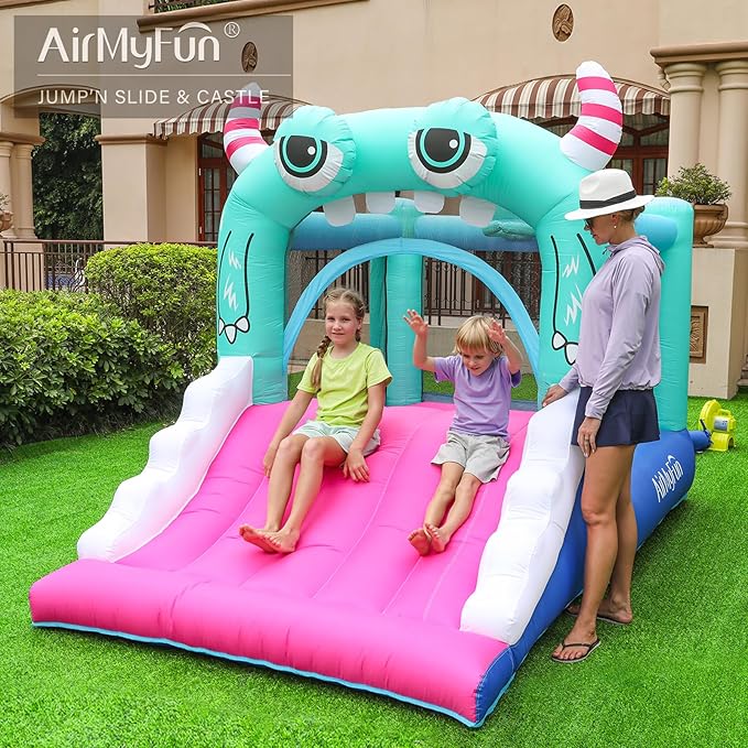 AirMyFun Inflatable Bounce House for Kids, Wide Slide & Jumping Inflatable Bouncer - Toddler Bounce House with Blower for Kids Use Fun Indoor&Outdoor