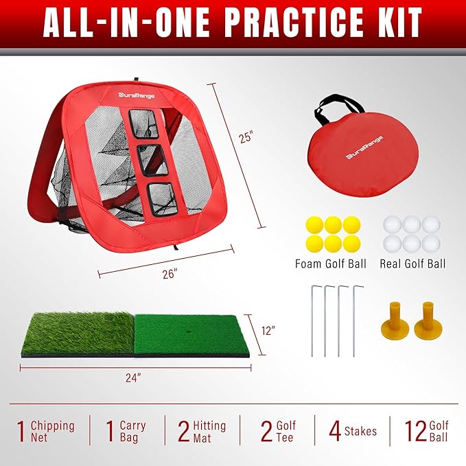 Pop-Up Golf Chipping Net - Ultimate Target Training Chip Aids for Precision & Distance, Outdoor | Indoor Practice, Golfer Gift