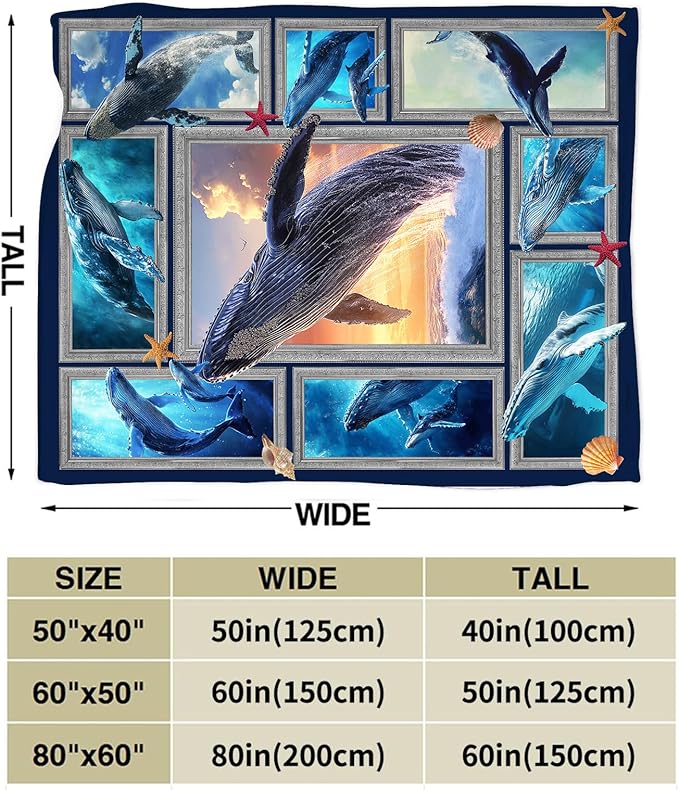 Orca Blanket Ultra Soft Cozy Killer Whale Throw Blanket Fleece Fuzzy Plush Marine Life Lovers Whales Decor Gifts for Women Girls Adults Couch Sofa 50"x40"