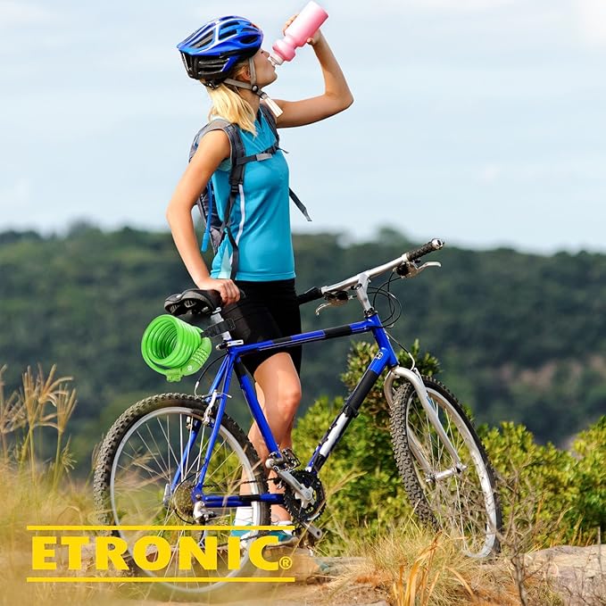 Etronic Bike Lock M6, Cable Lock 6 Feet Long Coiled Security Resettable Combo Combination Lock Bicycle Lock with Mounting Bracket