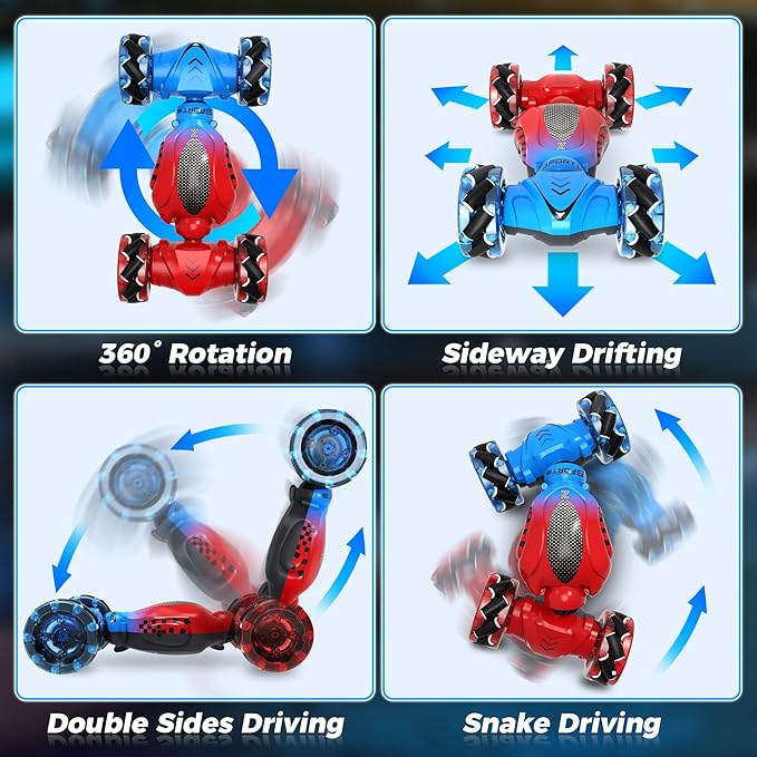 Remote Cars for Kids Ages 4-8, Toys for Ages 5-7, Gift for 4 5 6 7 8-13 Years Old, Gesture Sensing RC Stunt Car with Lights, Remote Control Car for Boys 8-12, Birthday Gift for Kids