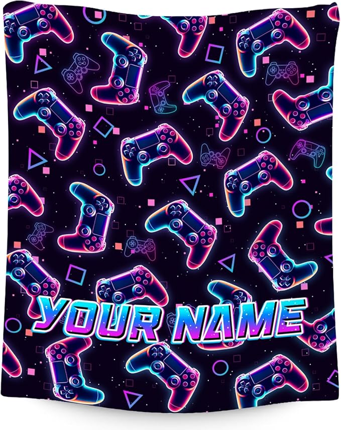 Gamer Blanket Gifts - Personalized Boys Blankets for Kids - 4 Sizes Cozy Soft Cool Gaming Throw for Teens Adults