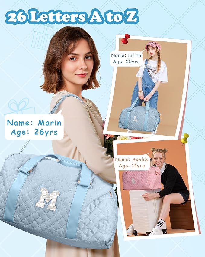 Girls Birthday Gifts, Travel Duffel Bag, Personalized Weekender Bag, Monogram Overnight Bag Gift for Grandmother, Birthday Gifts Personalized Gifts Bridesmaid Gifts, Mom Gifts