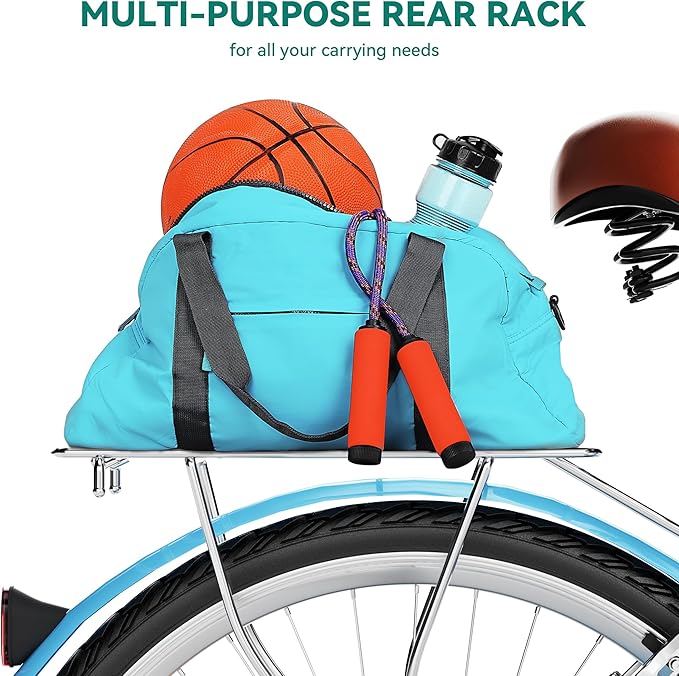 YITAHOME Beach Cruiser Bike for Women, 24 & 26 inch Commute Bike for Adults, 1 & 7 Speed Womens Bicycle with Basket Adjustable Seat, Multiple Color