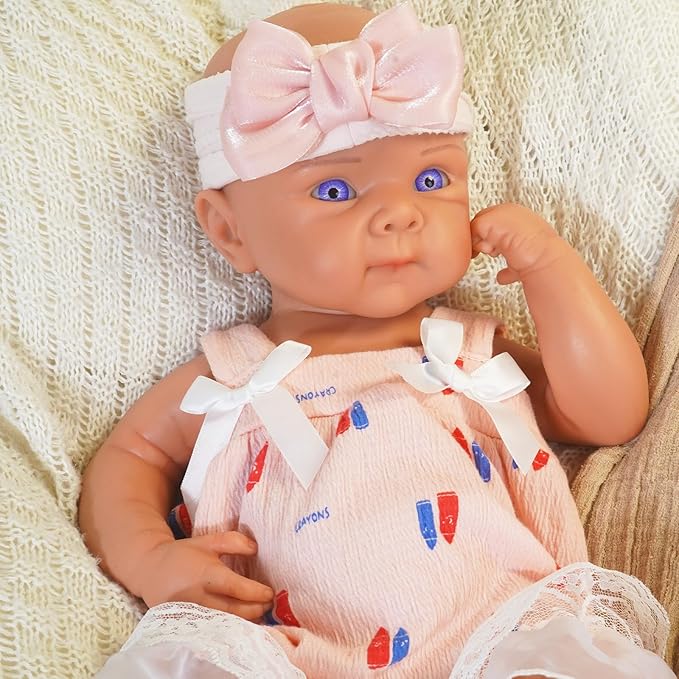 19.69 in Full Silicone Reborn Baby Dolls, 1:1 Lifelike Newborn Dolls Non Vinyl Realistic Reborn Toddler Dolls Boy Washable Sleeping Doll