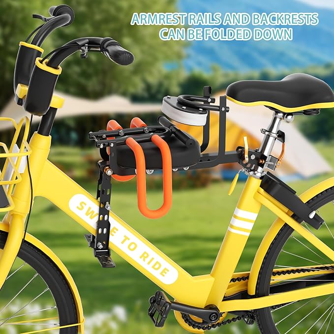 Child Bike Seat - Front Mount, Kids Bike Seat for Adult Bike,Retractable Baby Bike Seat Front Mounted, Toddler Bike Seat for Children 2~6 Years