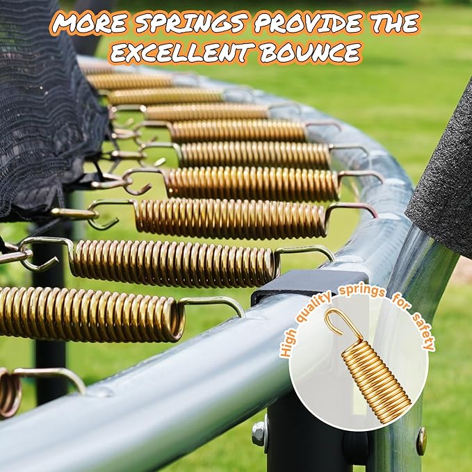 10FT 12FT 14FT 15FT 16FT Outdoor Trampoline with Enclosure Net, Heavy Duty Yard Trampolines, ASTM Approval Recreational Trampolines for Kids and Adults