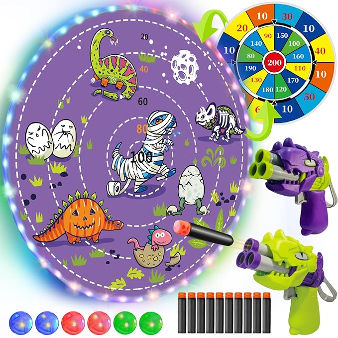 2 in 1 29" Large LED Dart Board for Kids 8-12 Games with LED Sticky Balls, Indoor & Outdoor Games for Kids 8-12, Board Games for Kids