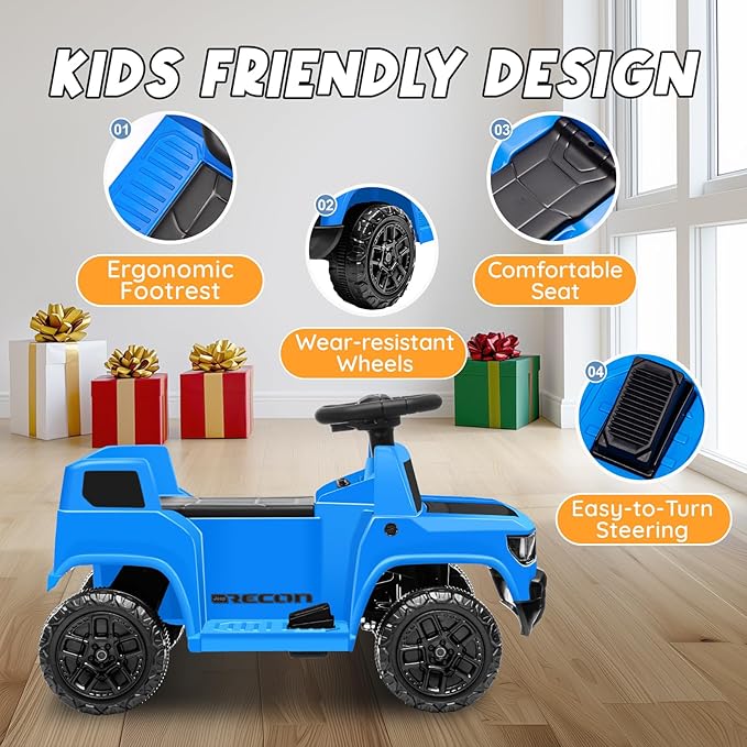 6V Ride On Car for Toddlers, Electric Car with Music, Horn, Pedal, for Ages 18–30 Months, Blue