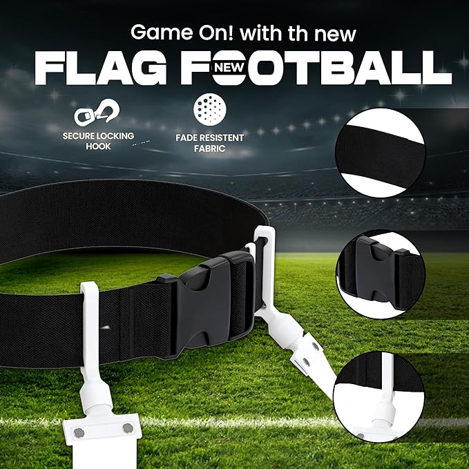Gameday Flag Football Set – Kits for 2–14 Players w/Belts, Agility Cones & Carry Bag – Available in Multi Colors & Sizes