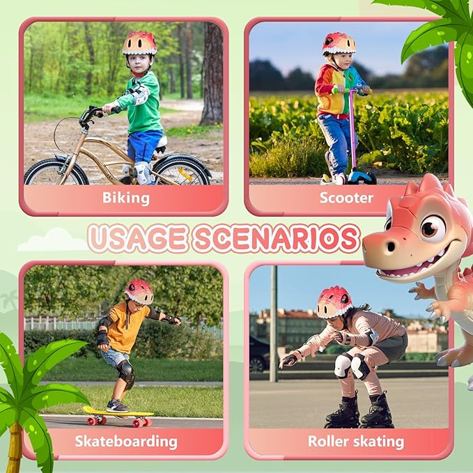 Toddler/Kids Bike Helmet Set for Boys Girls 3D Adjustable Kids Helmet Protective Gear Set Knee Elbow Wrist Pads and Multi-Sports Skateboard Scooter Cycling Roller Balance Bike