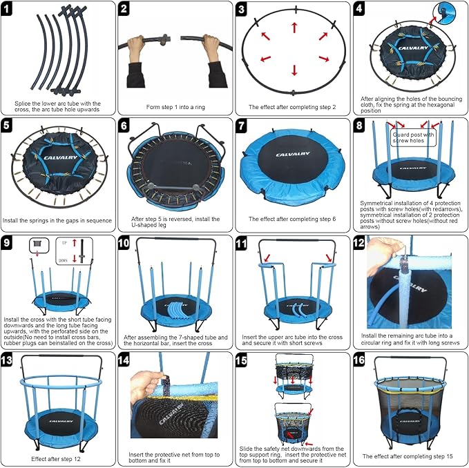 Trampoline for Kids, Upgrade Full Anti-Rust 440lbs Indoor Outdoor Toddler Trampoline with Net, 55" Adjustable Baby Toddler Trampolines Accessories with 8 Toys Dart Board