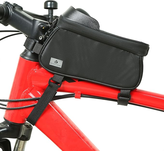 ROCK CLOUD Bike Frame Bag Phone Mount Waterproof Top Tube Handlebar Bag Bicycle Accessories Touch Screen Front Bike Pouch Fits Phones Under 6.5”