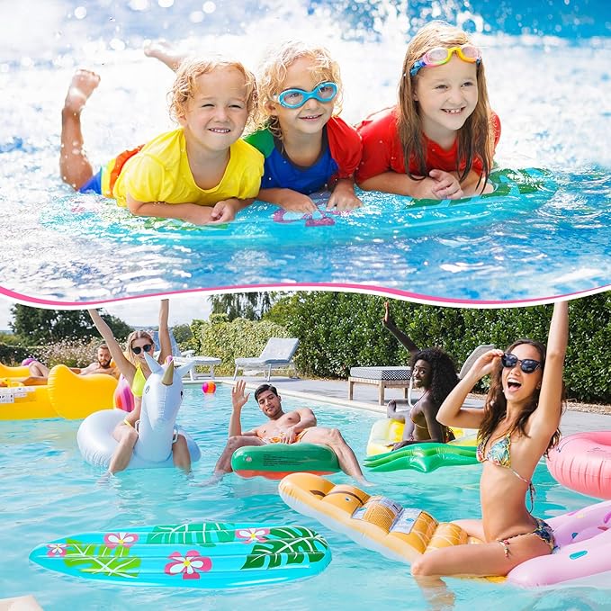 60 Inch Luau Inflatable Surfboard for Beach Inflatable Surf Board Luau Decoration Tropical Inflatable Pool Surfboard Float for Surf Hawaiian Theme Summer Sea Party