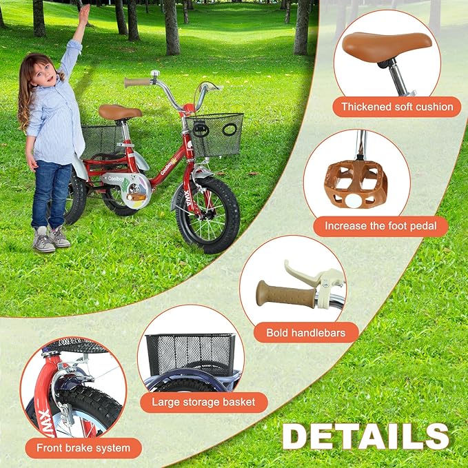 12 inch Trike,Kids Tricycle,Kids Trike,for Ages 3+ Beginner Riders, with Front Rear Basket and Passenger Seat, for Shopping Picnic Outdoor Kids Playground Sports,Multiple Colors