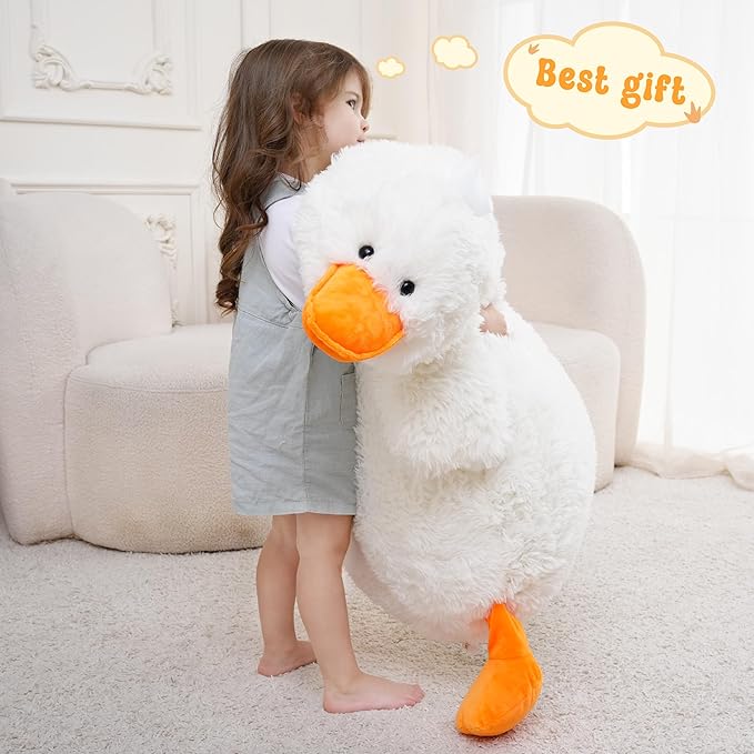 43" Giant White Duck Stuffed Animals, Large Stuffed Duck Plush Toys, Big Plush Stuffed Animal, Soft Jumbo Stuffed Animals Gifts for Kids Adults on Birthday Children's Day Christmas