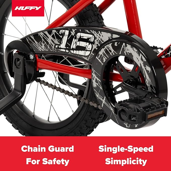 Huffy Upshot 12/16/20 Inch Boys' Bike for Kids, Ages 3+ Years Old, Multiple Color Options, Removable Training Wheels (12" and 16" Only), BMX Design, Designed for Growth, Durable, Easy Assembly