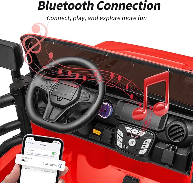 2 Seater Ride on Car Toy, 12V Electric Car for Kids 4-8 with Remote Control, Capacity 150 lb, LED Light - Red