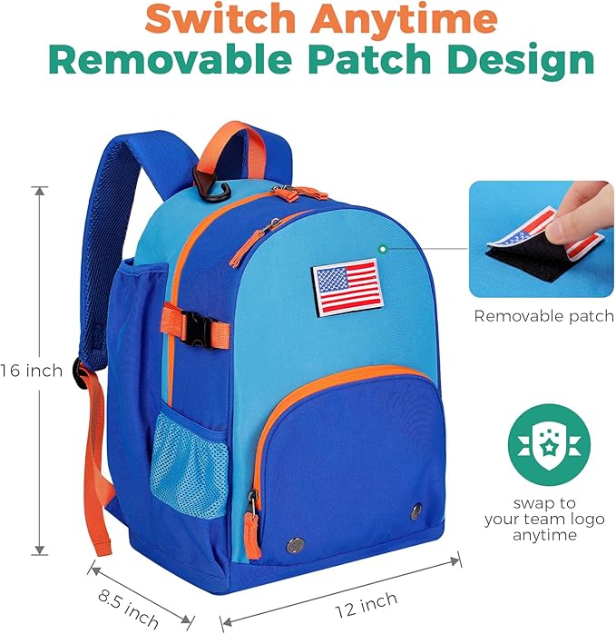 Choco Mocha Kids Baseball Bag, Large Youth Baseball Backpack Softball Bag for Girls T-Ball with Bat Holder