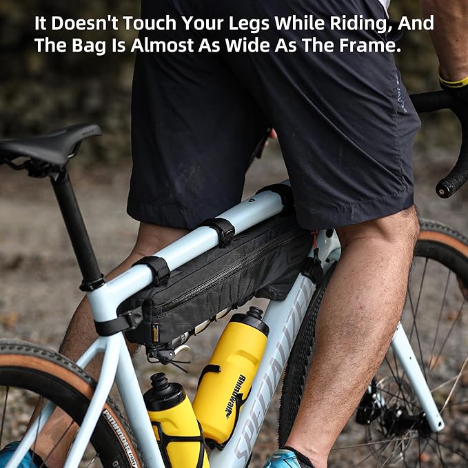 Bicycle Frame Bag Bike Triangle Bag Waterproof Bike Bag 1.7L with Dual Side Mesh Pockets for MTB Road Bike Cycling Commuting and Outdoor Adventures