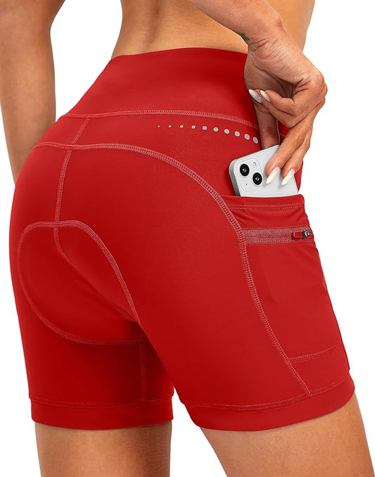 Women's 4D Padded Bike Shorts 5"/7" Riding Underwear Cycling Bicycle Road Biking Cycle Shorts for Women Zipper Pockets