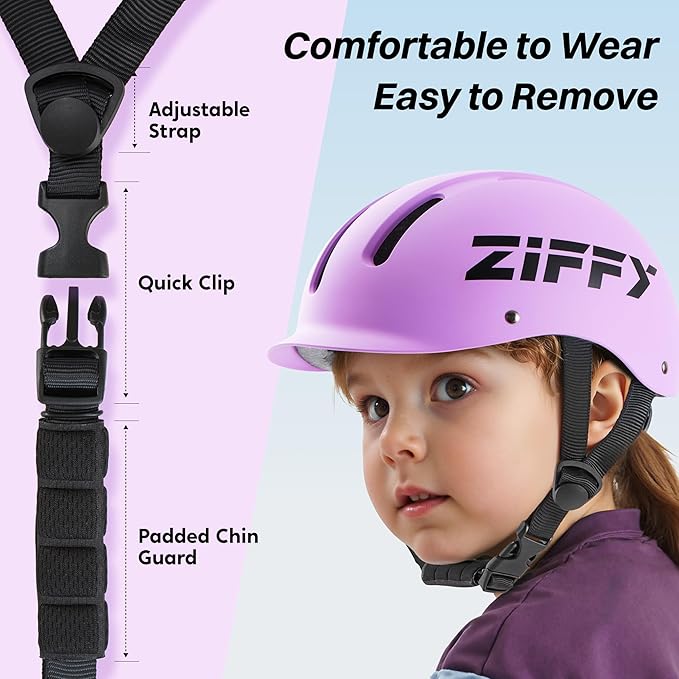 ZIFFY Kids/Toddler Bike Helmet, Adjustable, Lightweight, Safety Certified Scooter Helmet for Boys & Girls with Washable Inner Lining, 2 Sizes, 4 Colors – Fits Toddlers to Youth