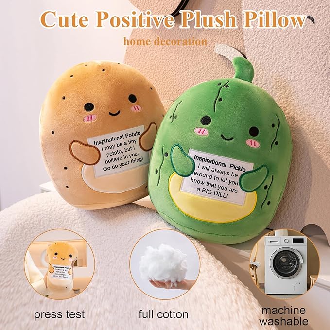 Potato Plush, Cute Potato Stuffed Animal, Positive Doll Funny Reduce Pressure Toy Cheer Up Gifts for Girls Boys Party Decor 10"