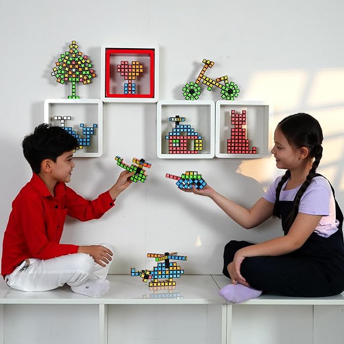 TOSY Magnet Cube 2x2 - 8 Blocks, 2in1 Toy: 2x2x2 Puzzle Cube and Customizable Infinity Cube, Glowing, Christmas Stocking Stuffers Gift for Kids/Grankids, UV Flashlight, Sensory/STEM Toy