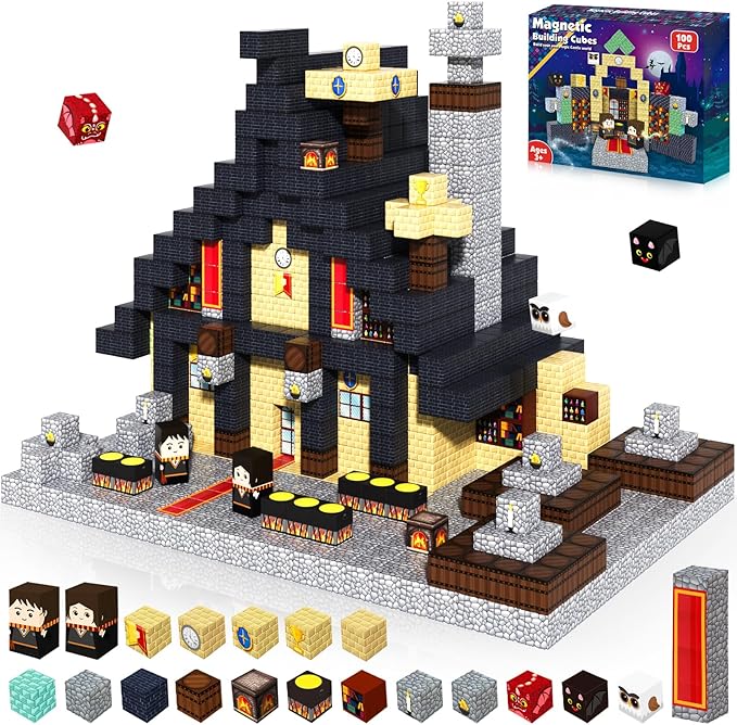 100 PCS Magnetic Blocks - Magic‘s House Magnetic Building Blocks, Stacking Magnets for Kids, Sensory Toy for STEM Montessori Sensory Toys for Kids 3+ Boys and Girls Christmas Birthday Gifts