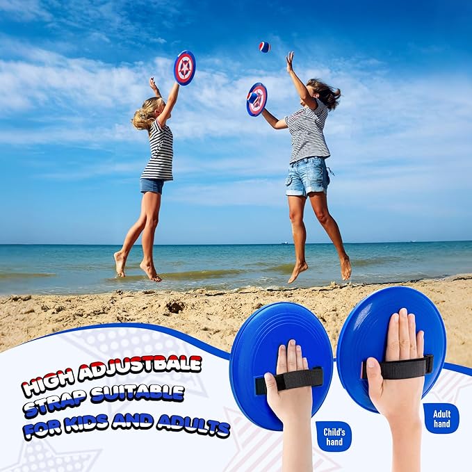 PlayZap Toss and Catch Ball Set Ultra Sturdy ABS - Family Games Christmas Stocking Stuffers Gift for Toddlers Kids Teens Boys Girls 3-5 5-8 8-13+ Yrs - Baseball Toys for Beach Pool Yard Outdoor 4 Pack