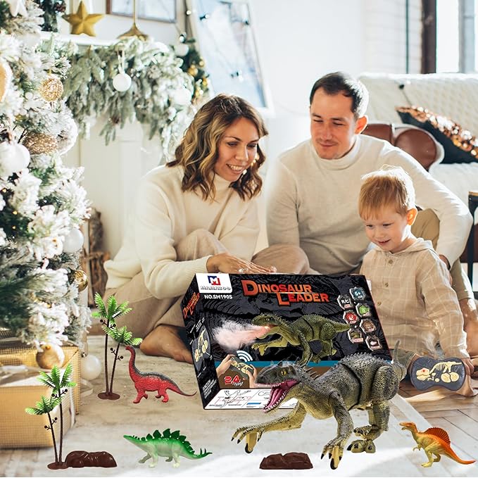 Remote Control Dinosaur Jurassic T Rex Toys for Boys Electronic RC Spray Raptor Walking Roaring Tyrannosaurus Rex Realistic 18.1" Rechargeable Birthday Gift for Kids Girls 3 4 5 6 7