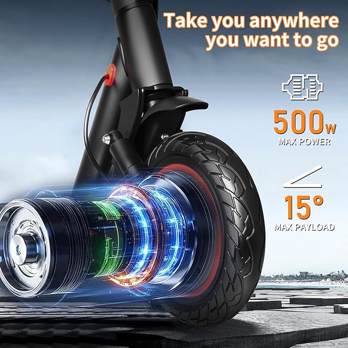 Electric Scooter Adults 16/22 Miles Long Range 8.5"/10" Tires Scooter Electric 500W Motor Brake Pad Lock Portable Foldable E Scooter for Adults Commuting