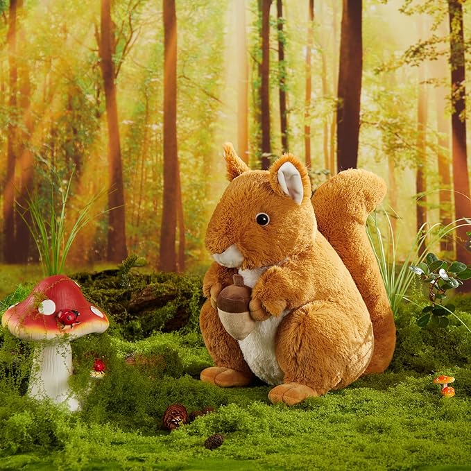 Tezituor 3Pcs Squrrile Stuffed Animal 14“, Cute Squirrel Plush Toy with Holding Mini Acorn, Plushie Gift for Kids