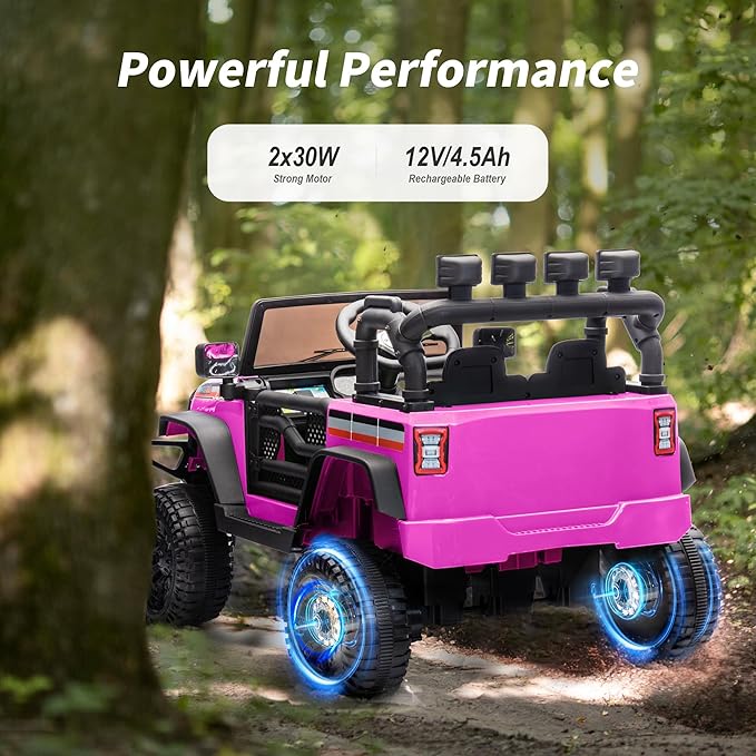 12V Ride on Electric Car, Kids Ride on Toy Truck for Toddlers 3-5 w/Remote Control, 3 Speeds - Pink