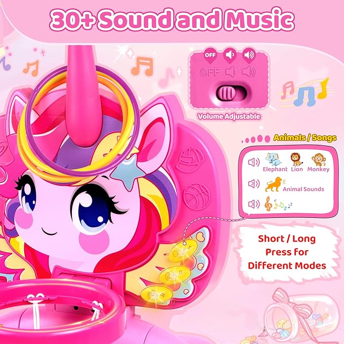 Marstone Toys for 1 Year Old Girl Gifts: Toddler Basketball Hoop and Soccer Goal with Sound and Music, Educational Sport Toys for Kids 1-3, 1st First 12-18 Month Birthday, Christmas, Xmas Present Gift