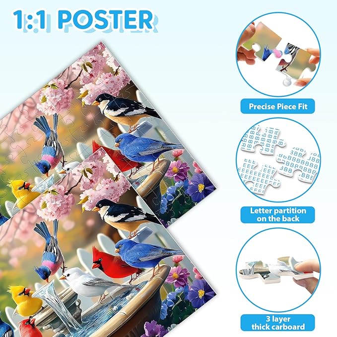 100 Piece Puzzles for Kids 4-8 - Wildlife Birds Marine Dinosaurs Puzzle for Toddlers 3-5 Large Piece Puzzle for Seniors Adults Puzzles for Kids Ages 4-6 6-8 8-10 Educational Toys Gift