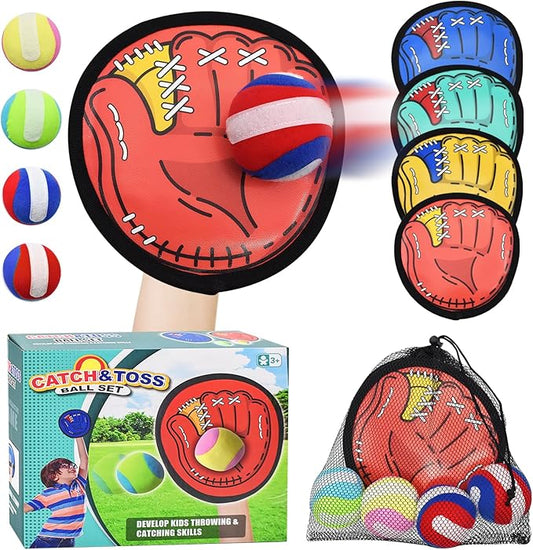 Toss and Catch Ball Game Set for Toddlers Kids Adults, Baseball Training Glove for 12+ Years Old Boys Girls, Family Outdoor Sport for Yard Beach Pool, Birthday Gifts for Ages 3 4 5 6 7 8-12