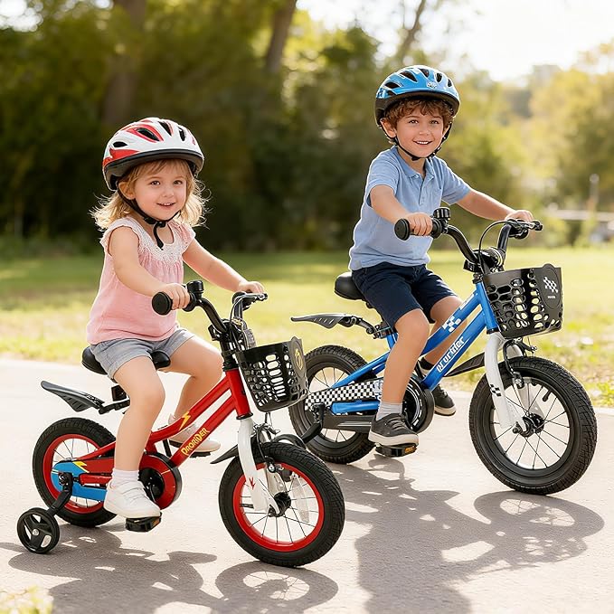 BABY JOY Kids Bike, 12 14 16 18 20 Inch Children Bikes for Boys Girls Teens 3-8 8+ Years w/Training Wheels or Kickstand, Handbrake, Coaster Brake & Removable Basket, Kids Bicycle of Multiple Colors